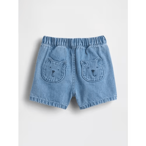 Baby Brannan Bear Pocket Pull-On Denim Shorts
