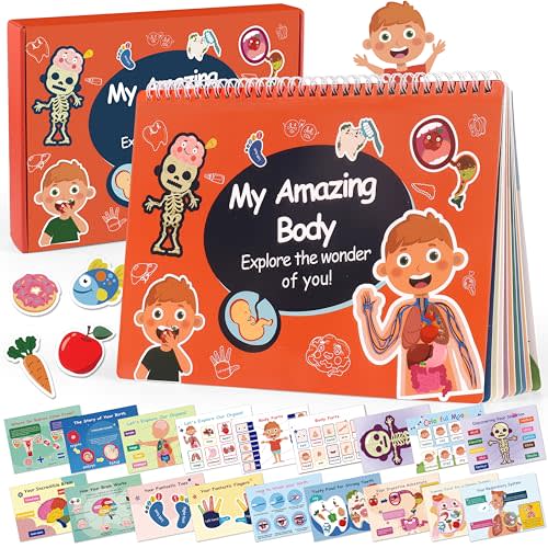 garmelon Busy Book for Kids, Montessori Human Body Anatomy Autism Sensory Educational Toys for Kids Age 3-6, Toddler Preschool Activity Travel Toys, Christmas Toys for Kids