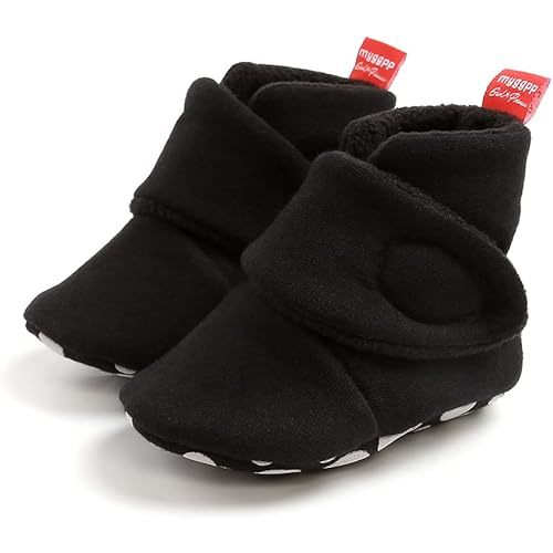 GDSDYM Baby Booties Cozy Fleece Slippers Soft Baby Shoes With Gripper Soles, Winter Warm Infant Newborn Crib Sock Shoes First Walkers