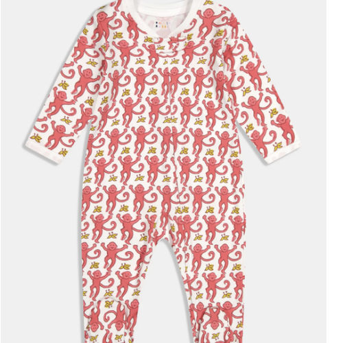 Infant Monkey Zipper Footie