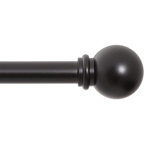 Kenney Chelsea Ball End Window Curtain Rod - Adjustable for Windows 48 to 86 Inches, Extendable Set, Black
