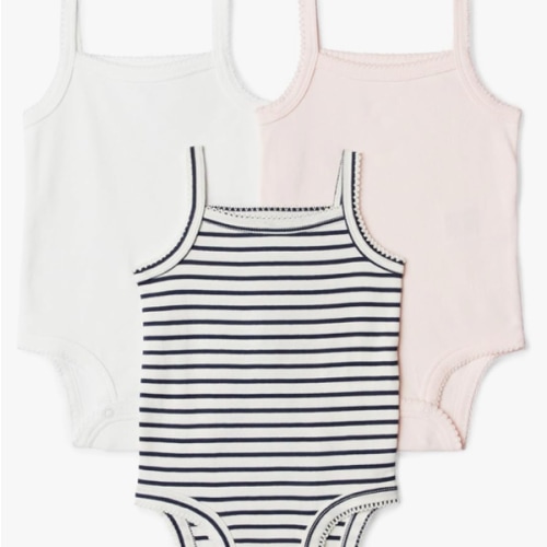 Amazon Essentials Baby Girls' Cotton Sleeveless Bodysuits, Baby Clothes, Pack of 3