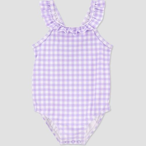 Carter's Just One You®️ Baby Girls' Ruffle Gingham One Piece Swimsuit - Purple 3m