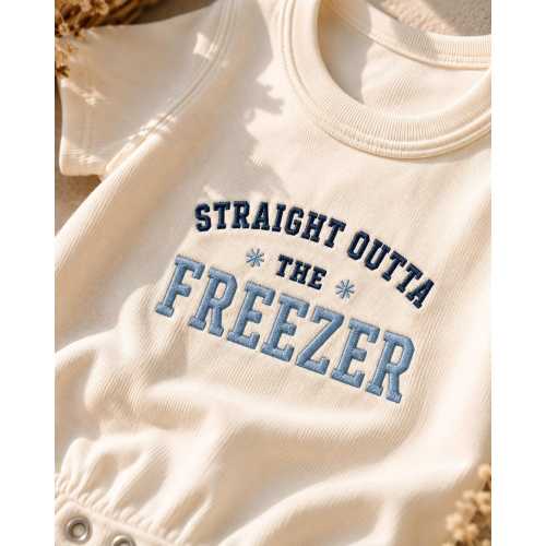 Straight Outta The Freezer Embroidered Baby Romper, Funny IVF Baby Outfit, Frozen Embryo Transfer Gift, IVF Pregnancy Baby Shower Gift