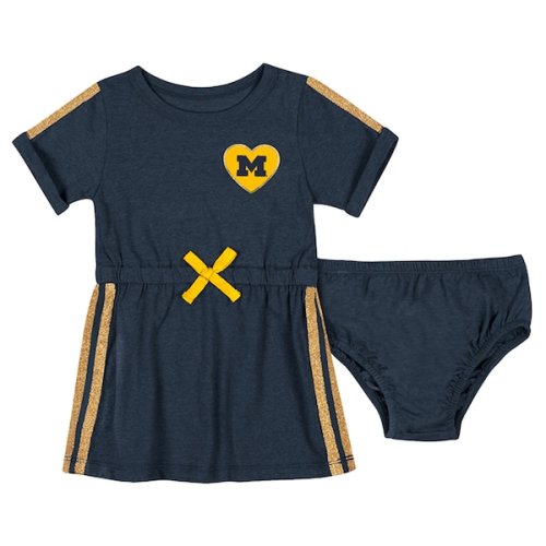 Michigan Wolverines Colosseum Girls Newborn & Infant Xur Dress and Bloomer Set - Navy