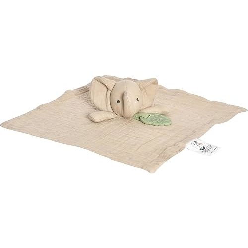 Elephant Comforter with Natural Rubber Teether – My First Safari Collection | 5.1 x 3.9 in Organic Baby Snuggle Toy | GOLS-Certified, Non-Toxic, BPA-Free Teething Relief for Infants (0+ Months)