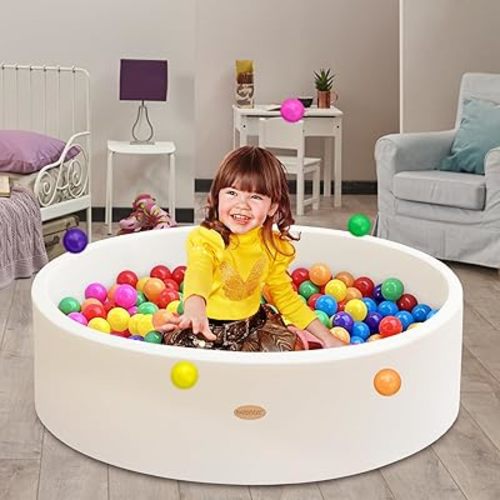 Baby Ball Pit 47.2" Soft Round Memory Foam Ball Pits NOT Included Balls Indoor Outdoor Playpen for Babies Toddlers Kids Great Gift for Girls Boys, White