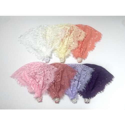 Veil Headband for Baby Girls - Traditional Catholic Chapel Veil - Purple Lace Mass Mantilla - Small Hair Head Covering - Ark of the Covenant