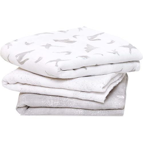 aden + anais Boutique Musy Squares, 100% Organic Cotton Muslin, Lightweight and Beathable Diaper Bag Essential, 3 Pack, Map The Stars
