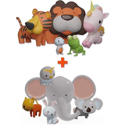 MoldFree Bath Toys, 10 Pack Animal for Babies 1M+ and Toddlers, No Holes Bath Toys, Non Squirting Bath Toys for Tub, Beach, Pool, BPA-Free, Dishwasher-Safe, Infant Bathtub Toys Learn n’ Play