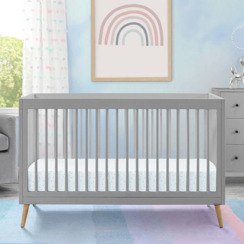 Delta Children Jordan 4-in-1 Convertible Crib - Gray: Converts to a Daybed, Toddler Bed, Full-Size Crib, Wooden Frame
