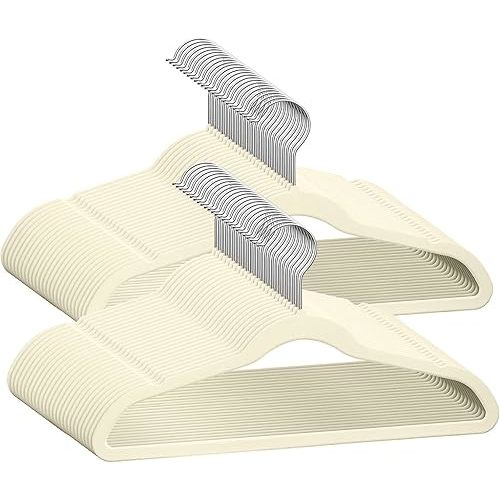 14" Kids Velvet Non-Slip Hangers - Ivory (50 count)