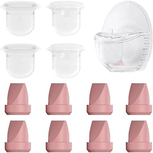 12PC M6 Breast Pump Replacement Accessories, Including 8pcs Duckbill Valve and 4pcs Diaphragms for Momcozy Mobile Style | M6, Replace for Momcozy Pump Parts, Not Original Parts, 12PC Red
