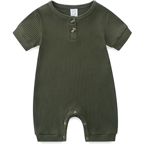 Unisex Newborn Baby Romper Ribbed Onesie Infant Long/Short Sleeve Jumpsuit