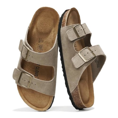 Project Cloud Genuine Leather Flat Sandals Women 2025 Beach Essentials Womens Sandals Memory Foam Vacation Essentials Slides for Women Footwear (Venita)