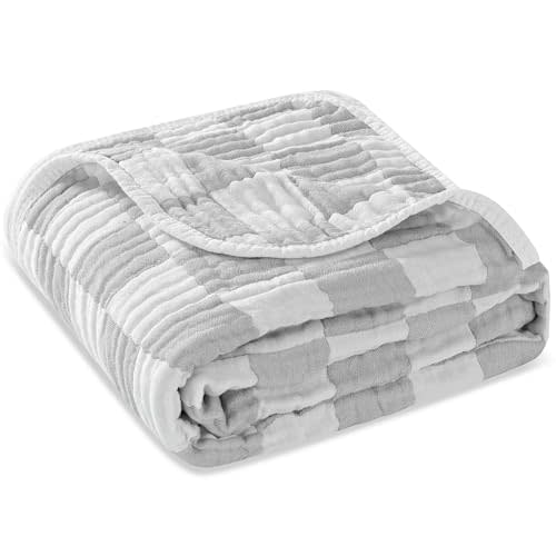 HardNok Ultra-Soft Muslin Baby Blanket (43x43 Inches,Grey Checkered,1-Pack)