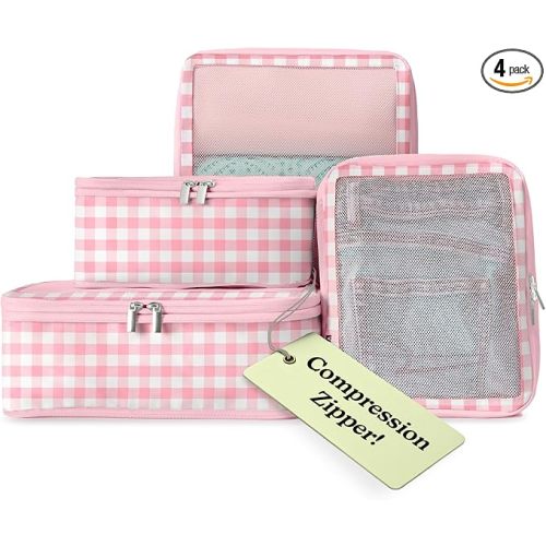 VANDEL Space-Saving Compression Packing Cubes for Kids + Women, Compressible Carry On Suit Case Organizer Luggage Kids Packing Cubes for Baby Bag Organizer Pouches for Luggage, Treavel Suitcase Cube
