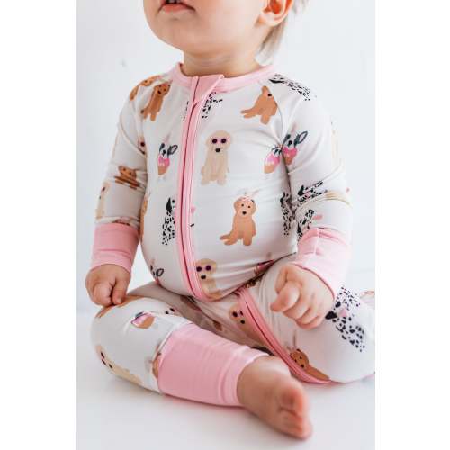 Pink Easter Pups Zipper Romper