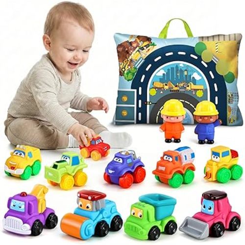 ALASOU 12 PCS Soft Rubber Car Toys for 1 Year Old Boy with Playmat/Storage Bag|Baby Toys 1 Year Old Boy Gifts for Toddler Toys 1-2|1st Birthday Gift for Infant 12 18 Months