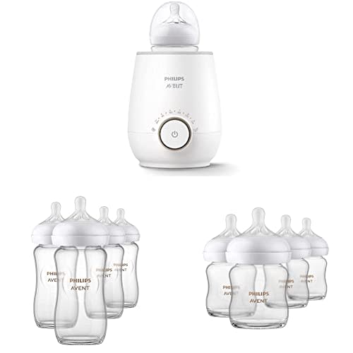 Philips AVENT Fast Baby Bottle Warmer Bundle with Glass Natural Baby Bottles
