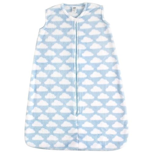 Hudson Baby Unisex Baby Plush Sleeping Bag, Sack, Blanket, Blue Clouds Plush, 0-6 Months