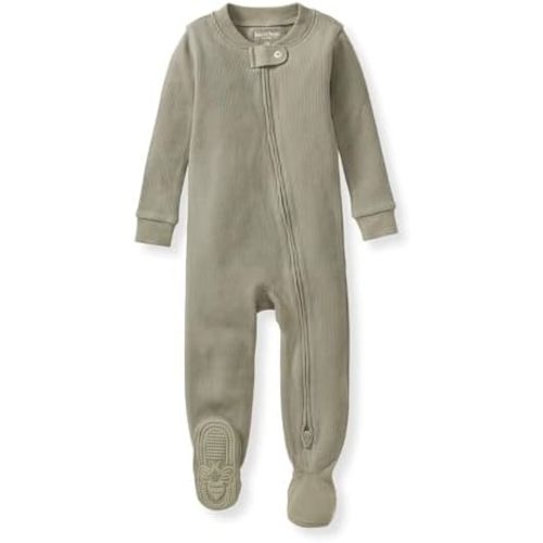 Burt's Bees Baby unisex-baby Honeysoft Sleeper Pajamas, Zip Front Non-slip Footed Footie Pjs, Organic Cotton & Lyocell