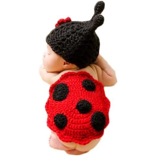 Newborn Photography Props Monthly Baby Photo Outfit Infant Boy Girl Photography ladybug Hat Costume for Baby