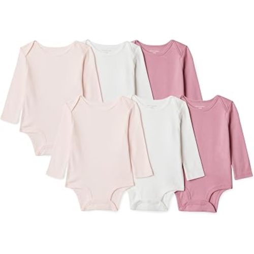 Amazon Essentials Unisex Babies' Long-Sleeve Cotton Bodysuits, Pack of 6