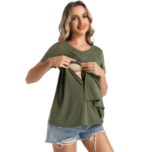 Solid Round Neck Nursing Tee