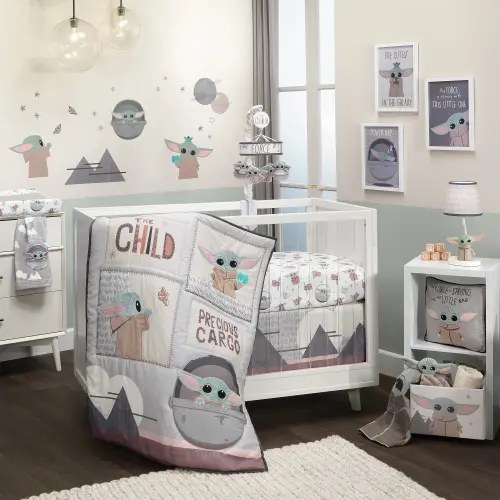Star Wars The Child Baby Yoda Nursery 3-Piece Baby Crib Bedding Set – Lambs & Ivy