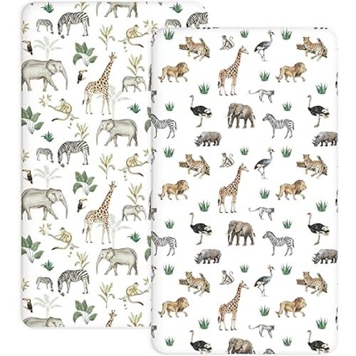 Crib Sheets 2 Pack, 28"x52" Fitted Baby Sheets for Boys & Girls