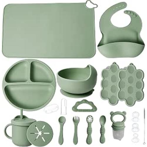 19 Pcs Silicone Baby Feeding Set Eating Essentials for Newborn