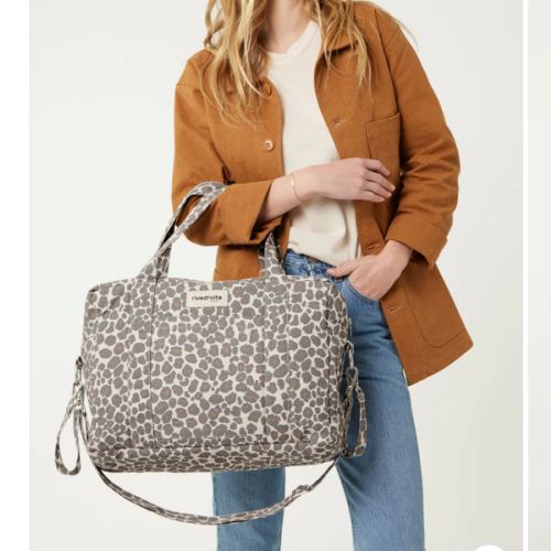 Darcy the anti diaper bag - Recycled Polycotton Leopard Grey