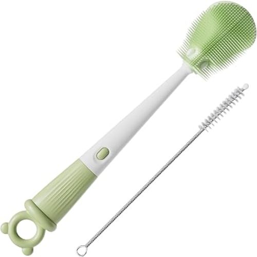 JOYMOOP Silicone Bottle Brush, Water Bottle Washer, Straw Cleaner, Green