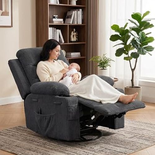 Garvee Oversized Swivel Recliner Chair with Massage and Heat