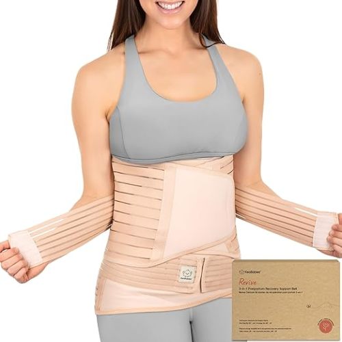 3 in 1 Postpartum Support Recovery Wrap - Belly Band, After Birth Brace, Slimming Girdles, Body Shaper Waist Shapewear, Post Surgery Pregnancy Support Band (Dusty Plum, M/L)