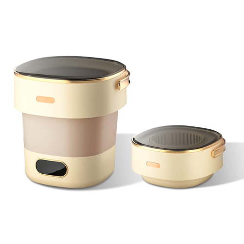 Portable Washing Machine, 13L Foldable Mini Washer with Spin Basket and 3 Cleaning Modes, Small Clothes Washing Machine Suitable for Apartments Home RV Camping, Beige