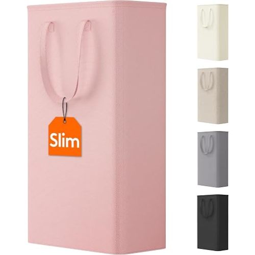 Lifewit Slim Collapsible Laundry Basket with Handles, 65L, Pink