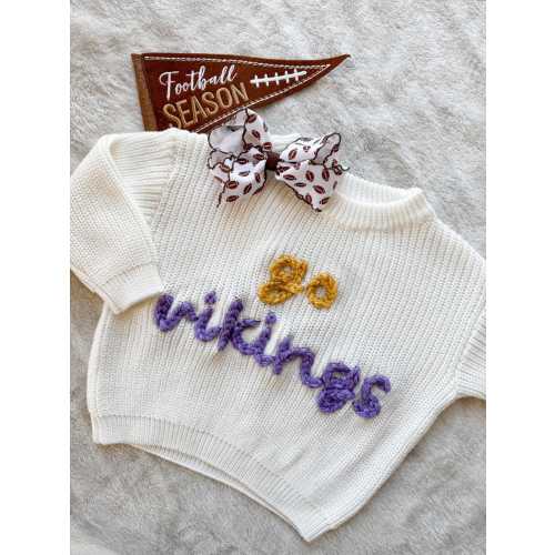 Minnesota Vikings Baby Toddler Personalized Sweater, Skol, NFL Custom Sweater