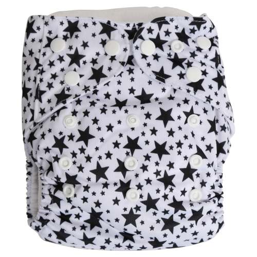 Babyco Reusable Cloth Nappies With 2 Microfibre Inserts Black Stars Black Stars