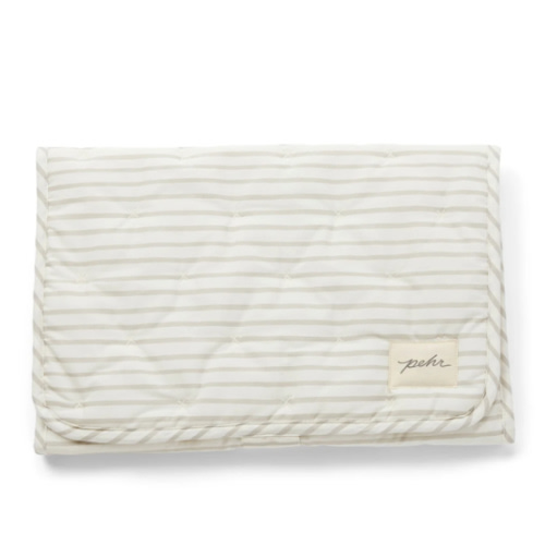 Striped On the Go Portable Changing Pad, Pebbled Grey