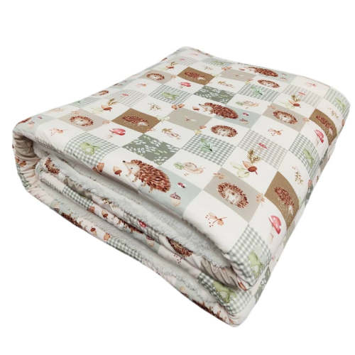 Hedgehog Patchwork Fuzzy Bamboo Blanket