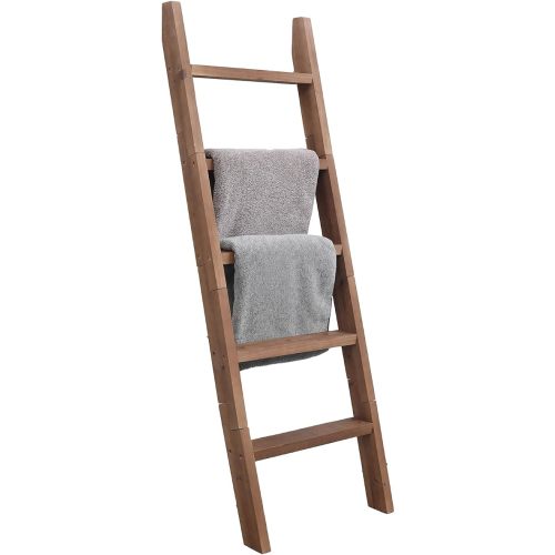 SwallowLiving Blanket Ladder – 58in Solid Wood Towel Ladder, Rustic Decorative Ladder for Blankets, Wooden Blanket Ladder Quilt Rack, Farmhouse Blanket Ladder for Living Room & Bathroom