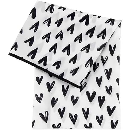 Bumkins Baby Splat Mat for Under High Chair, Babies Toddlers Eating Mess Mat, Waterproof Reusable Cloth for Arts and Crafts, Playtime Mat for Kids, Floors or Tables, Fabric 42inx42in, Black Hearts
