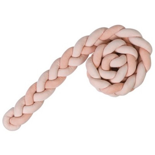 SARO Salmon Braided Crib Bumper – Soft Knotted Baby Bed Cushion, 90.5” Long Nursery Decor & Protective Crib Rail Liner