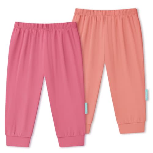 PurComfy Supersoft Baby Pants, 2-Pack Premium Bamboo Viscose Jogger Pants, Elastic Waist, Unisex 0-24 Months