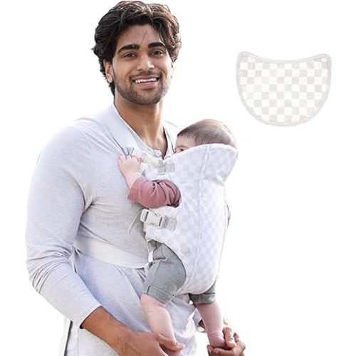 Infantino Swift Classic Carrier - 2 Ways to Carry with Wonder Cover Bib, Adjustable and Easy-to-Use, Gray and White Checkered