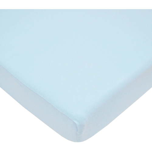 American Baby Company 100% Natural Cotton Fitted Crib Sheet 52" x 28" - Soft, Breathable, Hypoallergenic & Gentle Toddler Bed Sheet, Blue, Neutral for Boys & Girls