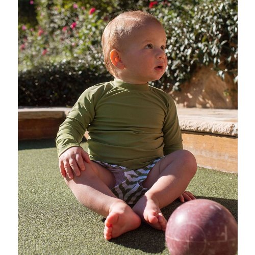 Edgehill Collection x Megan Karp Baby Boys Leo Rashguard & Stripe Swim Trunks Set