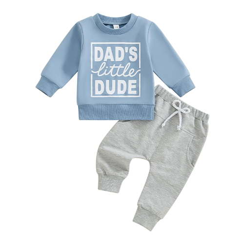 HCNTES Girls Boys 4 Piece Tracksuit Athletic Sweatsuits Sets Hooded Sweatshirt and Jogger Sweatpants Clothing Sets for Kids, Blue 18-24M
